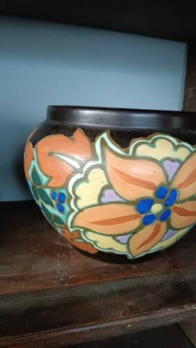 Ceramic VASE CASHPOT Montoise Bergen, Belgium, Art Deco 1920 1930
