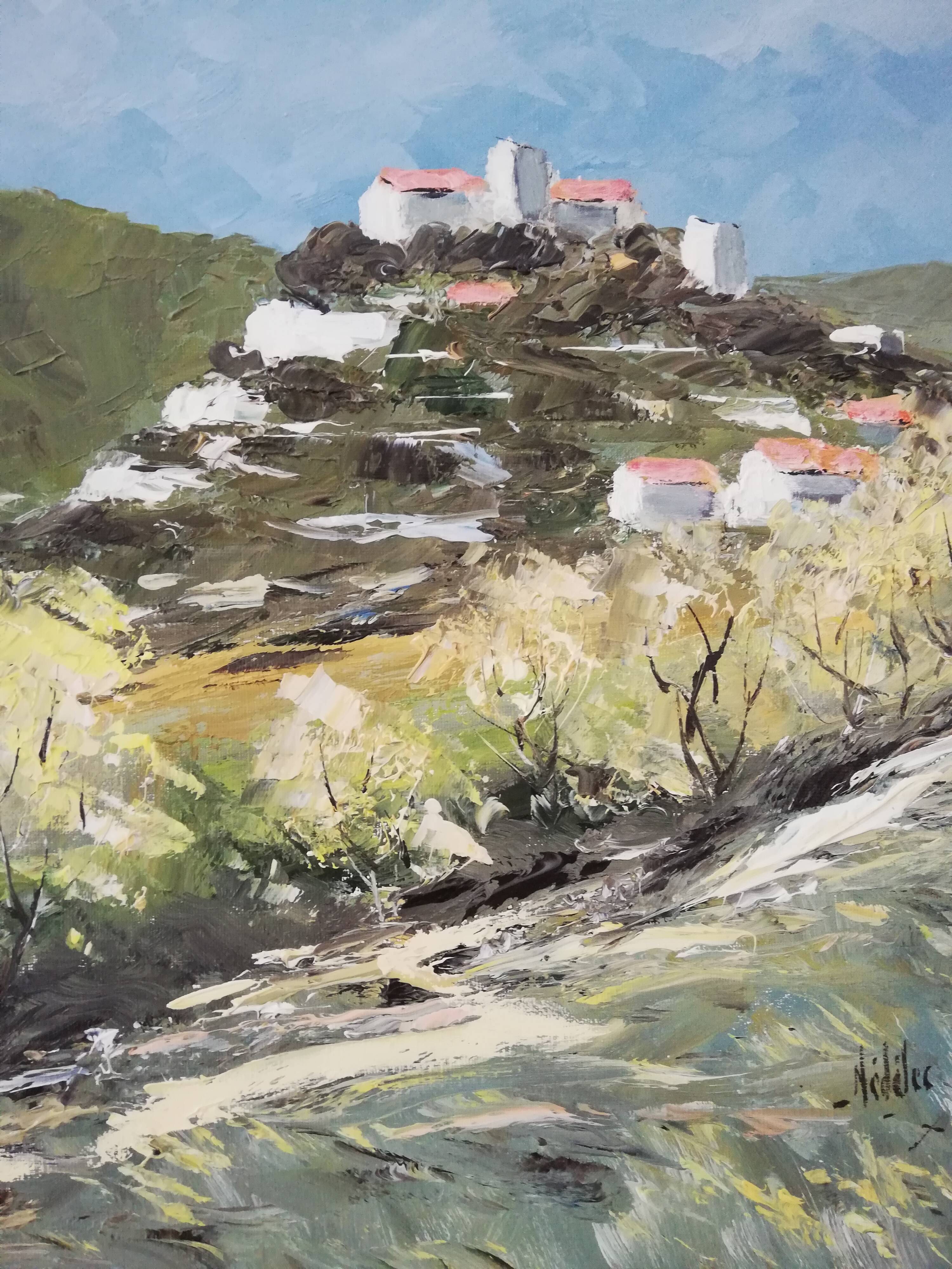 Oil painting on canvas by "Roger NEDELEC" (1927/2015) "from the top of the hill".