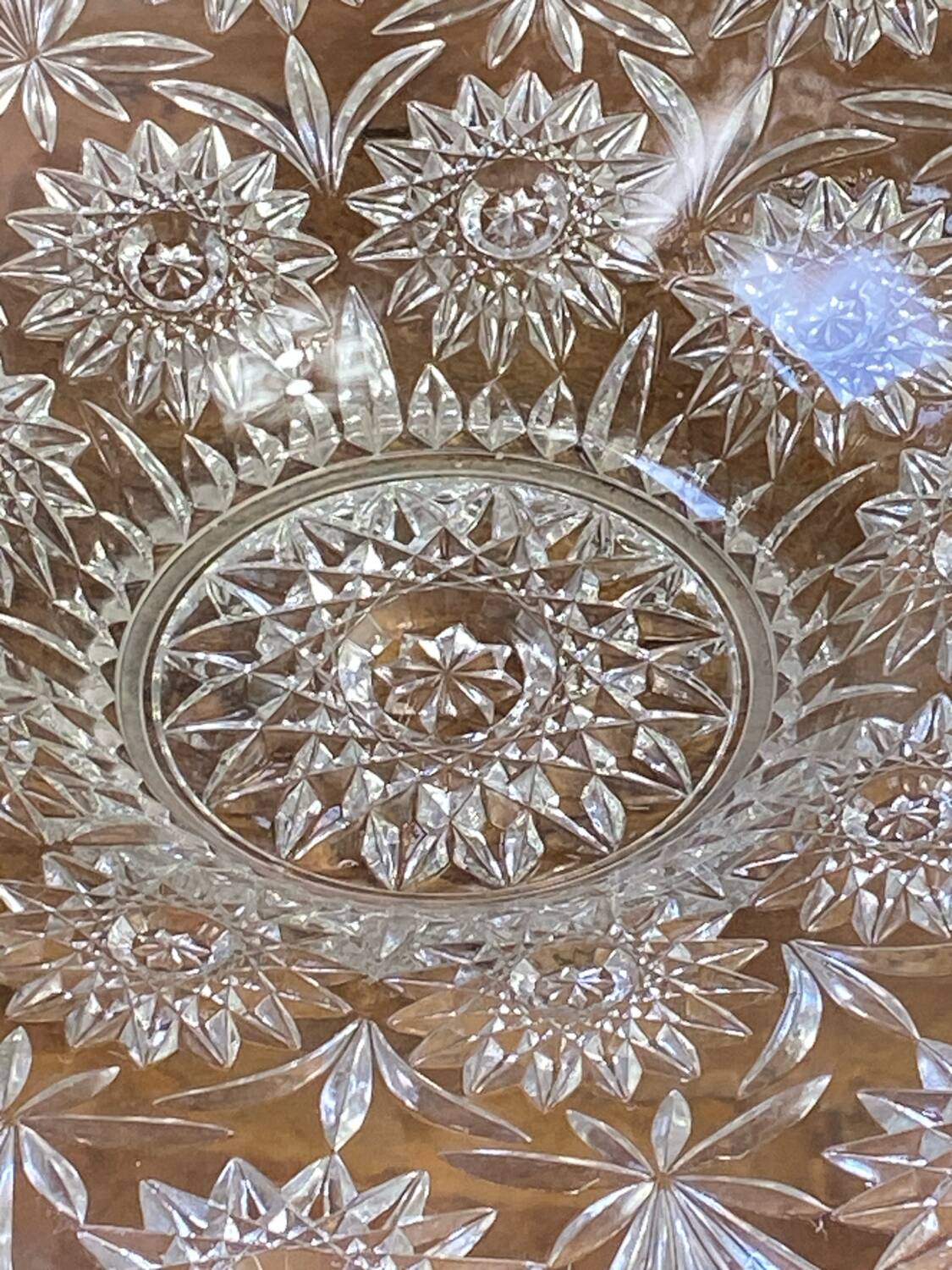 Large cut glass fruit bowl, 1950s