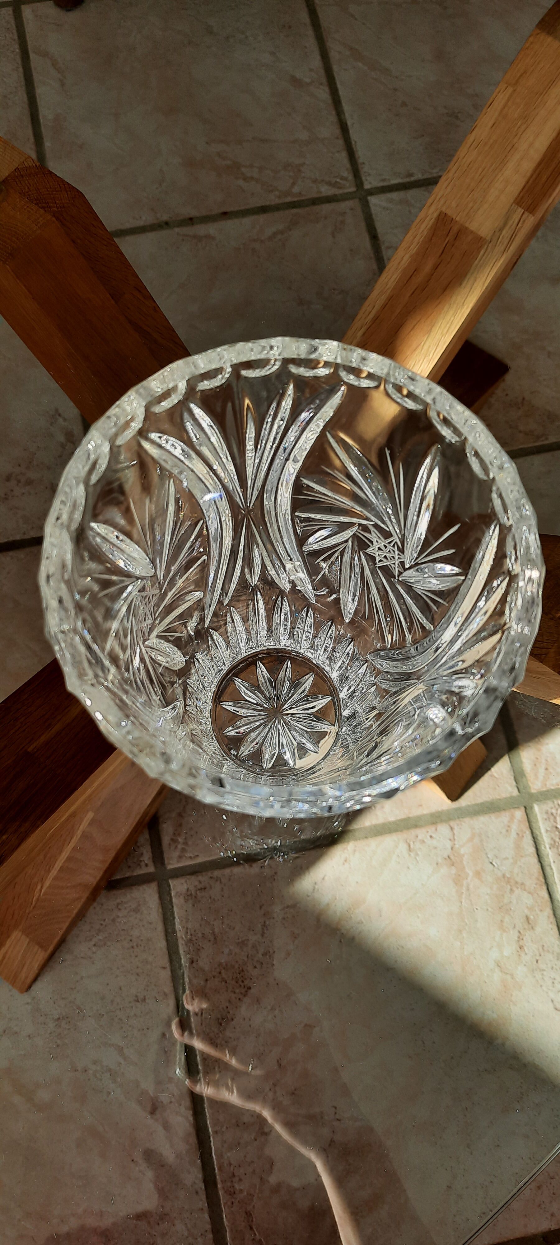Vintage hand-cut Bohemian crystal vase