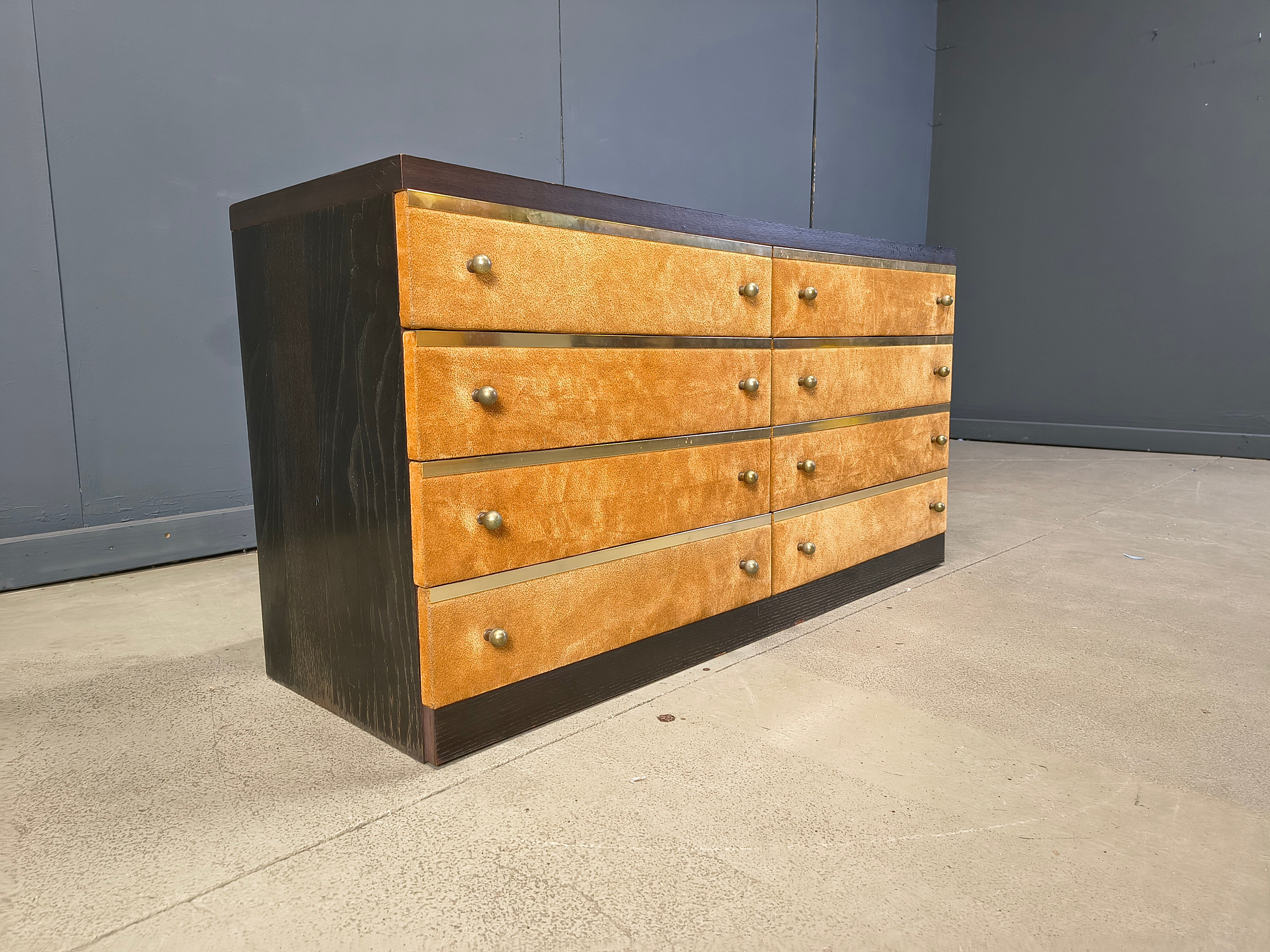 Commode en velours vintage italienne, années 1970