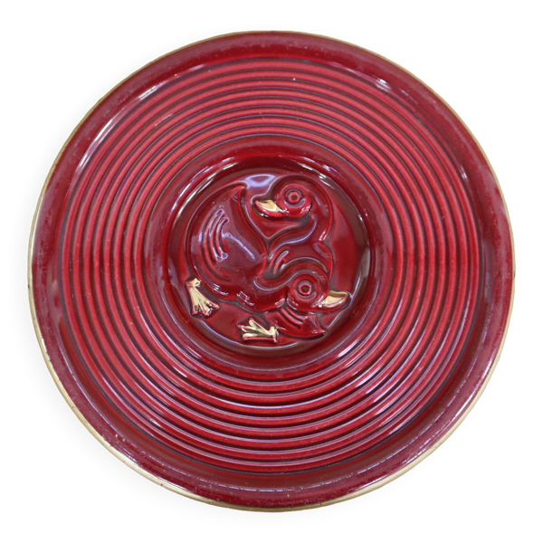 Dessous de plat cannetons vintage bordeaux et liseré doré
