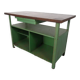 Industrial metal workbench with wooden top 1960s