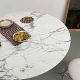 60s marble table with chrome cross base