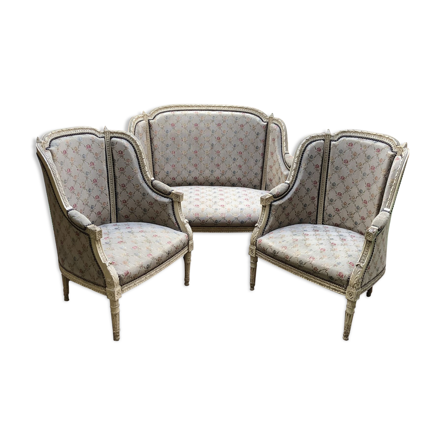Salon Louis XVI style end XIX wooden painted