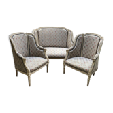 Salon Louis XVI style end XIX wooden painted