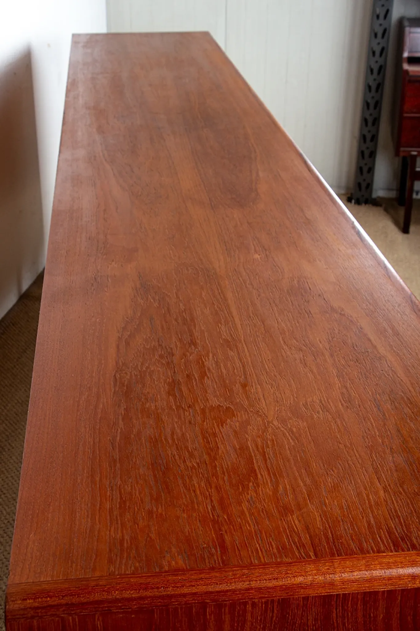 XL Danish sideboard in teak, oak and leatherette, 280 cm, by Nana Ditzel 1960.