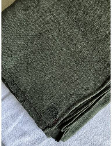 Vintage Hemp Tablecloth Dyed Khaki