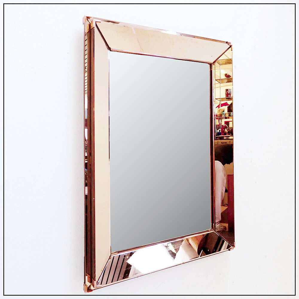 Rectangular mirror with pink parclose attributed to Jacques Adnet - circa 1940