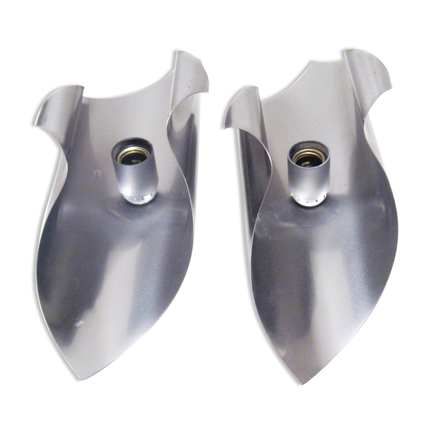 Pair of brushed metal wall lamps 1970