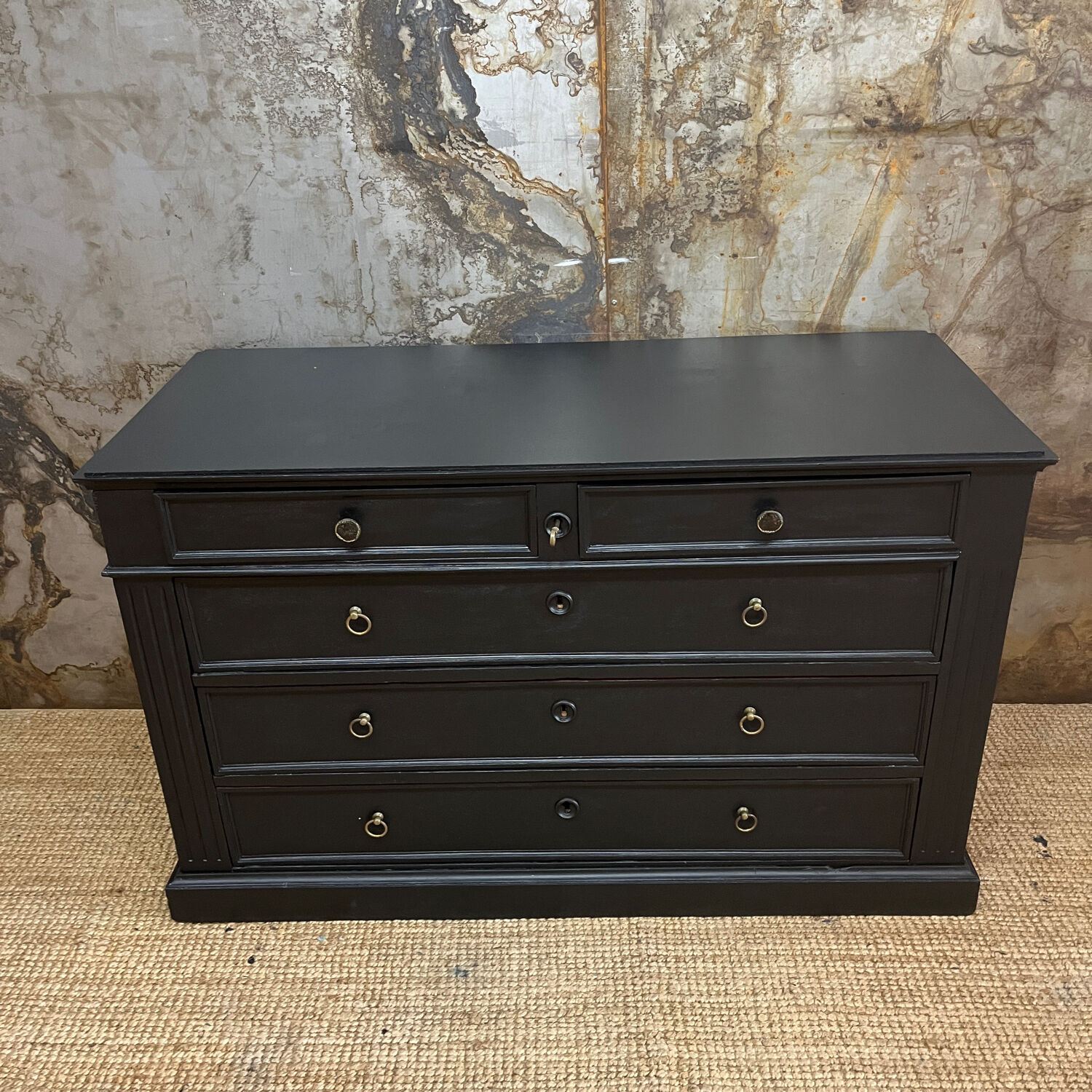 Black velvet empire chest of drawers