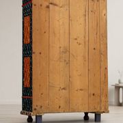 Antique hand-painted Baroque chest folk art cabinet dated solid wood Central Europe, 1865
