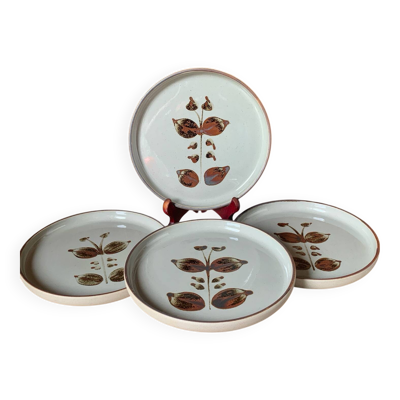 4 assiettes plates grès de l’Arnon 1970