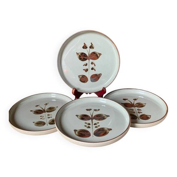 4 assiettes plates grès de l’Arnon 1970