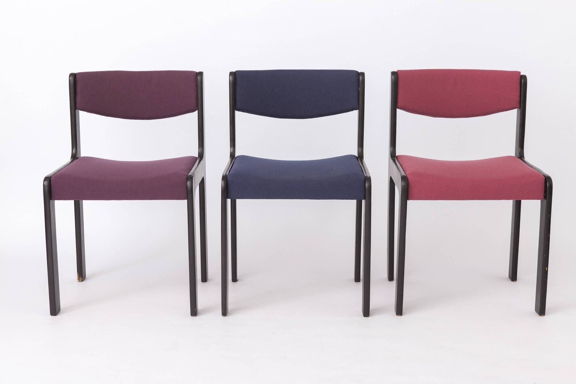 Set of 6 Vintage German Dining Chairs, 1950s–1960s, Black Beechwood