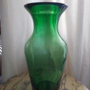 Blown glass vase, bottle green