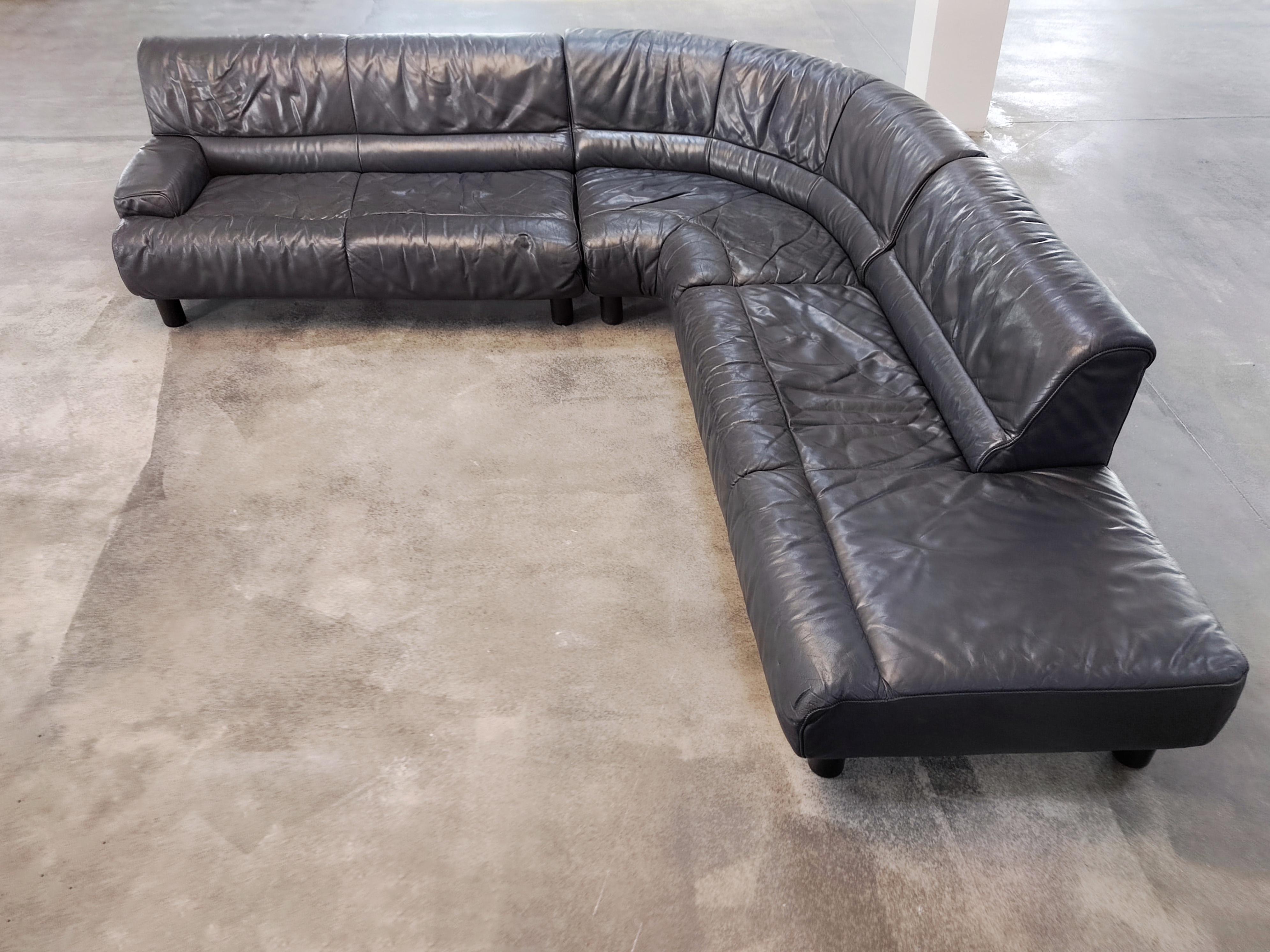 DS-18 leather corner sofa by De Sede, 1980s