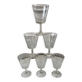 Lot de 6 grands verres à vin en verre cristallin années 50-60