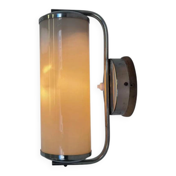 Bauhaus Chrome and milk glass Wall Lamp, 1940s - Czechoslovakia