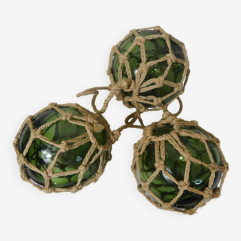 3 glass balls floats for vintage water garden