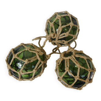 3 glass balls floats for vintage water garden