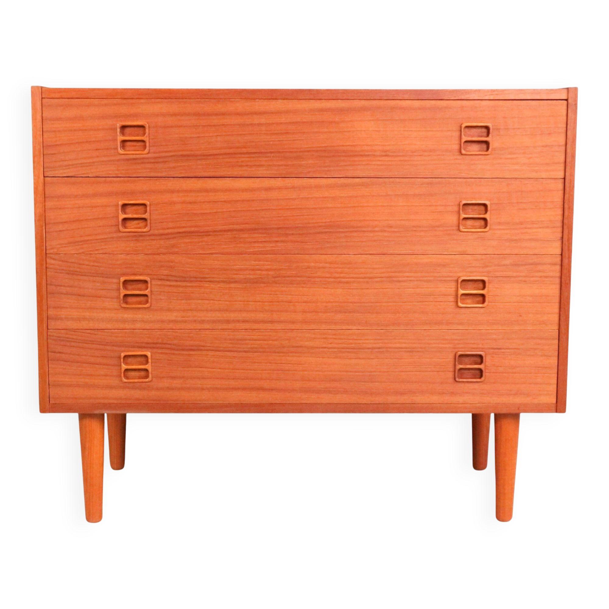 Danish teak low chest with four drawers, 1960s