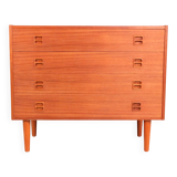Danish teak low chest with four drawers, 1960s