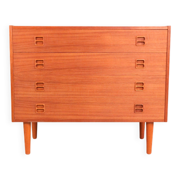 Danish teak low chest with four drawers, 1960s