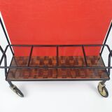Vintage trolley magazine rack side table, 1960