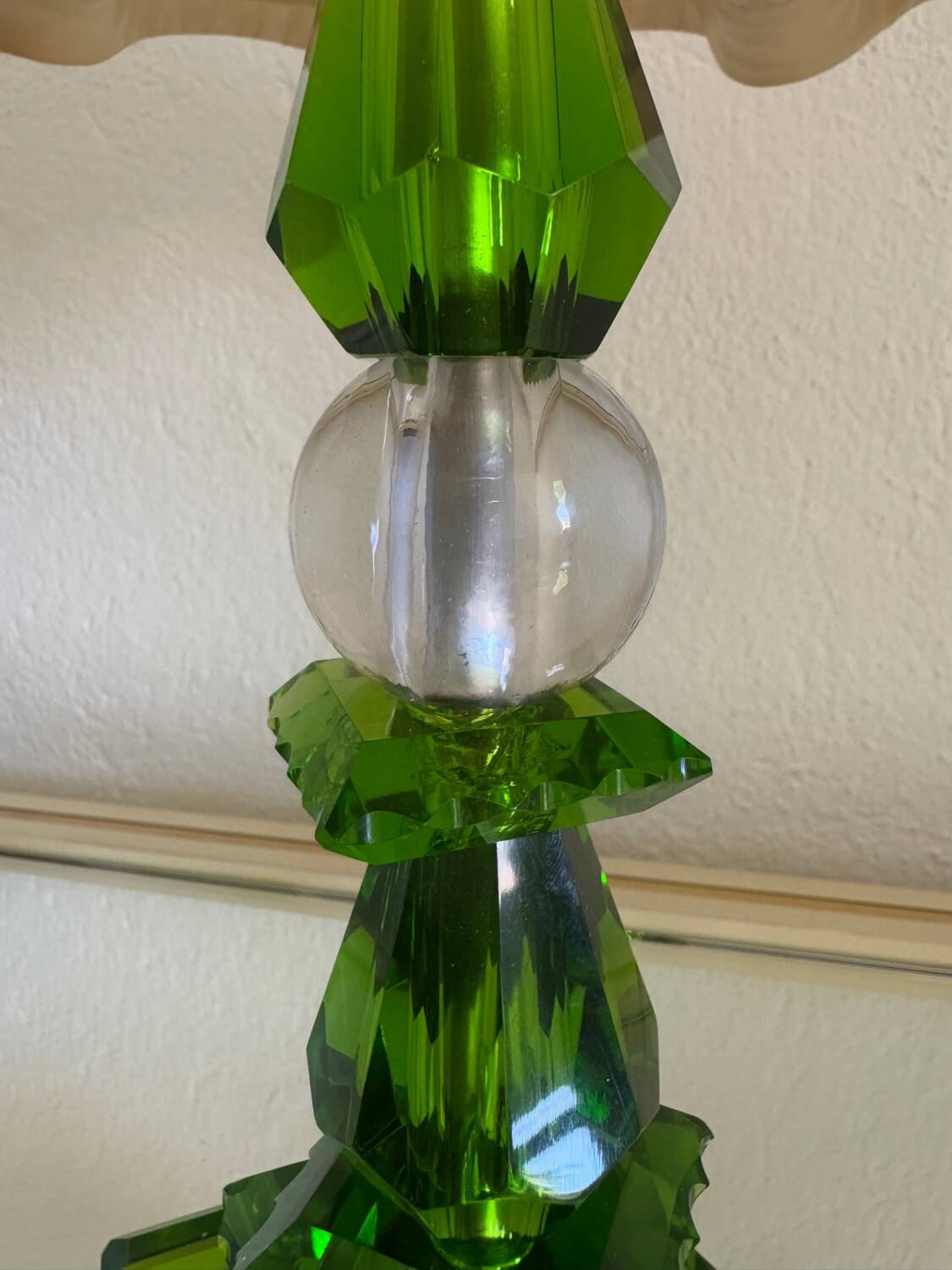 Lampe cristal émeraude Art Déco
