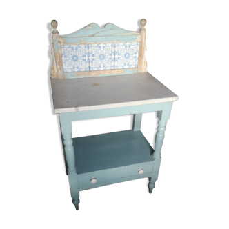 Console de toilette patinée bleu ciel