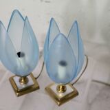 Pair of Blue Lamps edited by Rougier, France, circa 1970