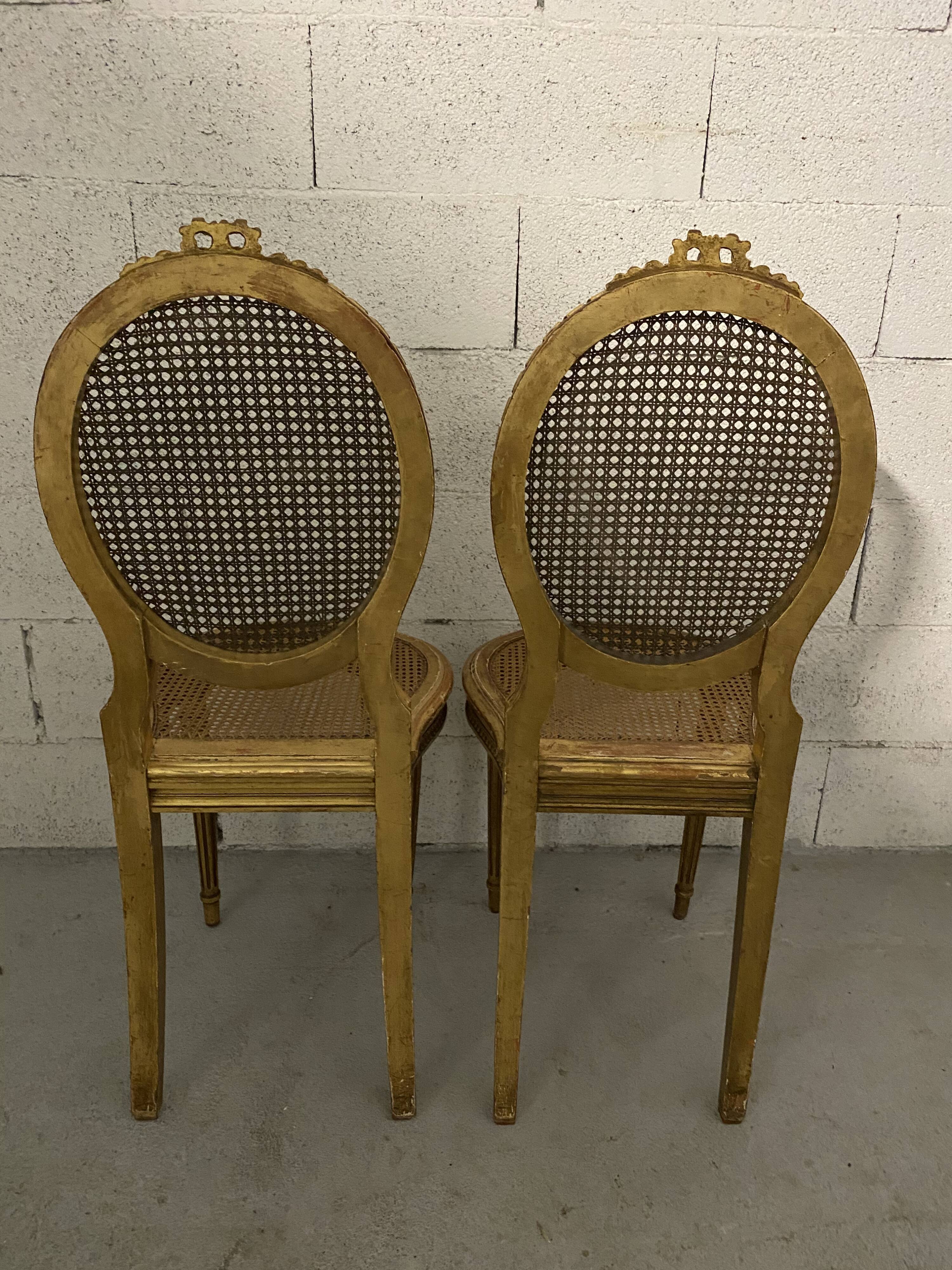 Pair of chairs Louis XVI gilded wood Masion Gouffé