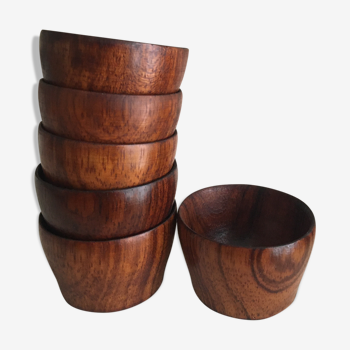 Six teak buckets