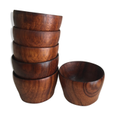 Six teak buckets