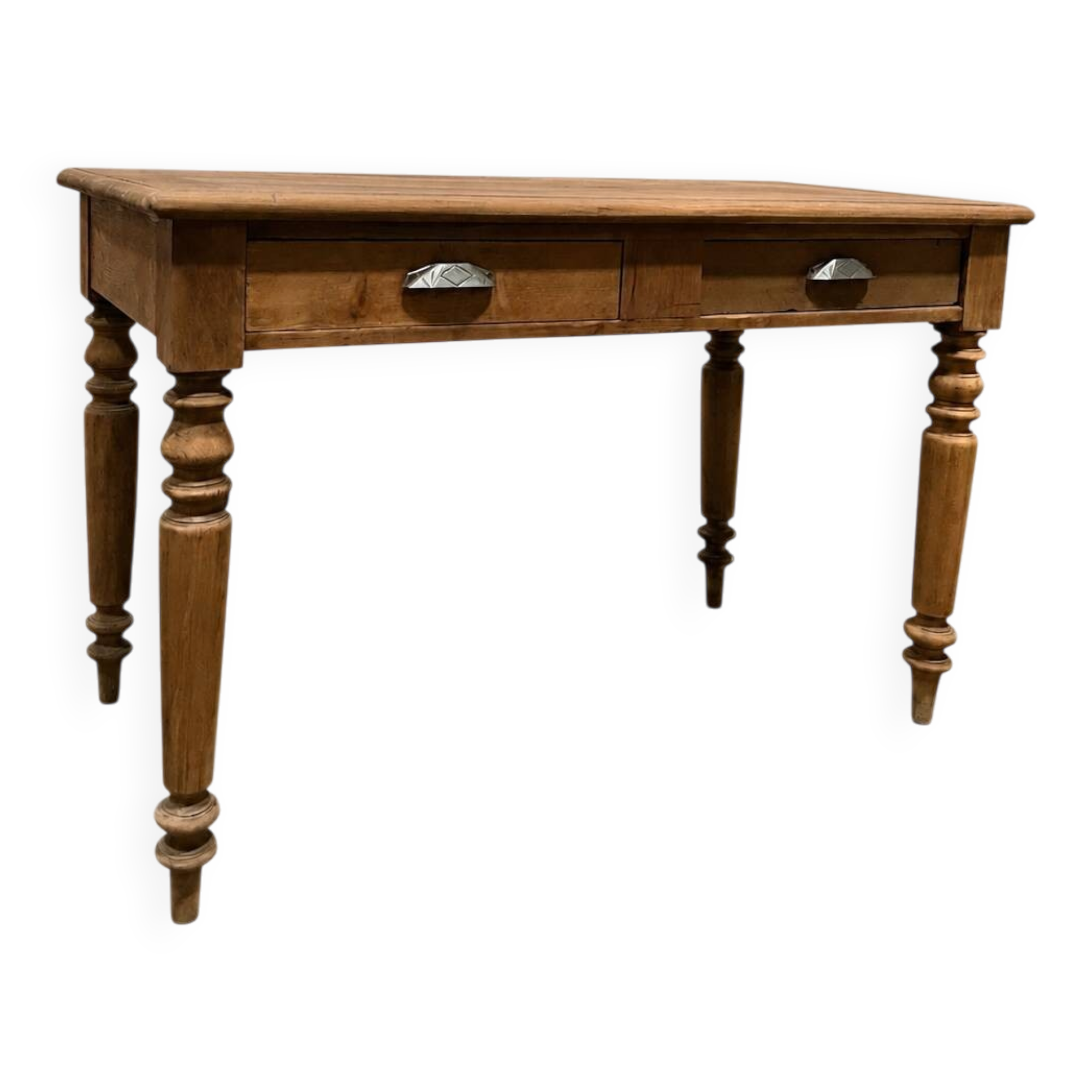 Antique farmhouse table in solid oak – Art Deco handles