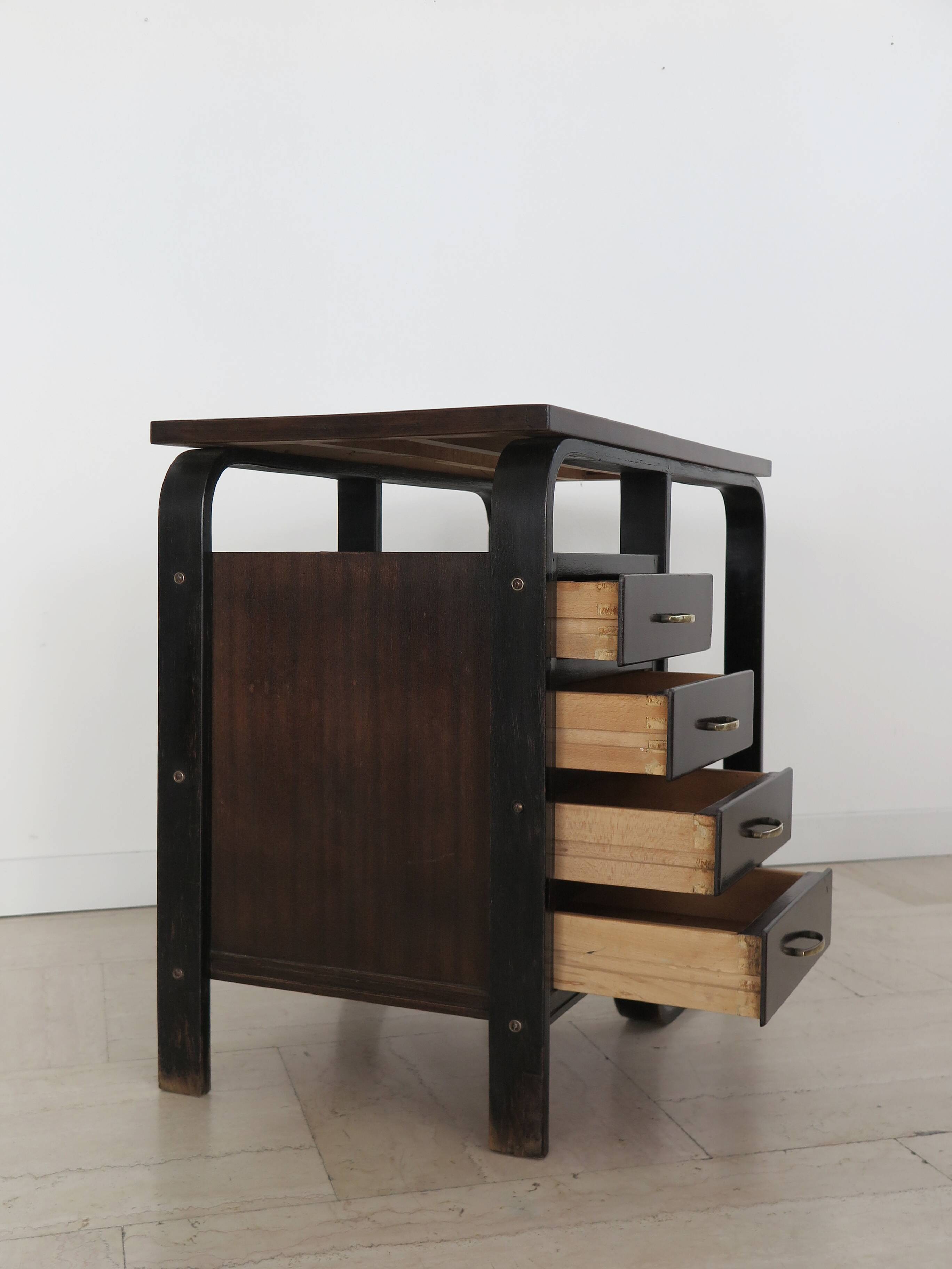 Giuseppe Pagano Pogatschnig Italian Dark Wood Desk for Gino Maggioni, 1940s