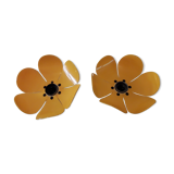 Duo of orange flower wall lamps 70