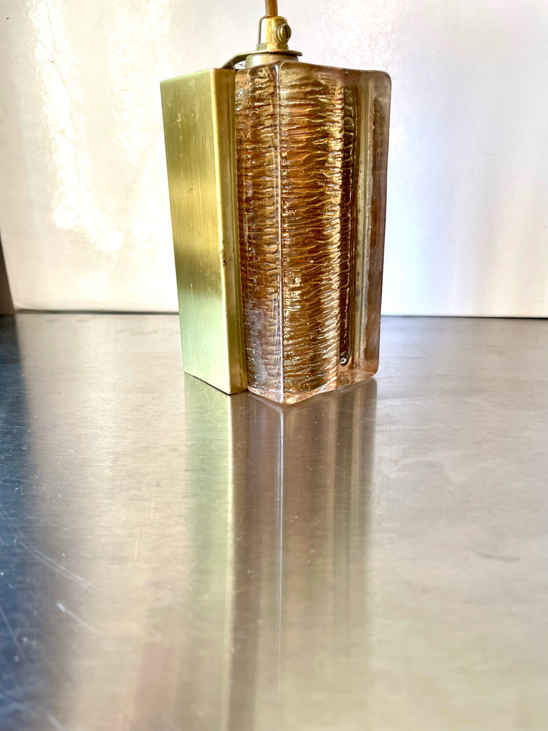 Scandinavian midcentury wall light in crystal and brass