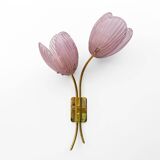 Pair of Tulips Murano Glass and Brass Sconces