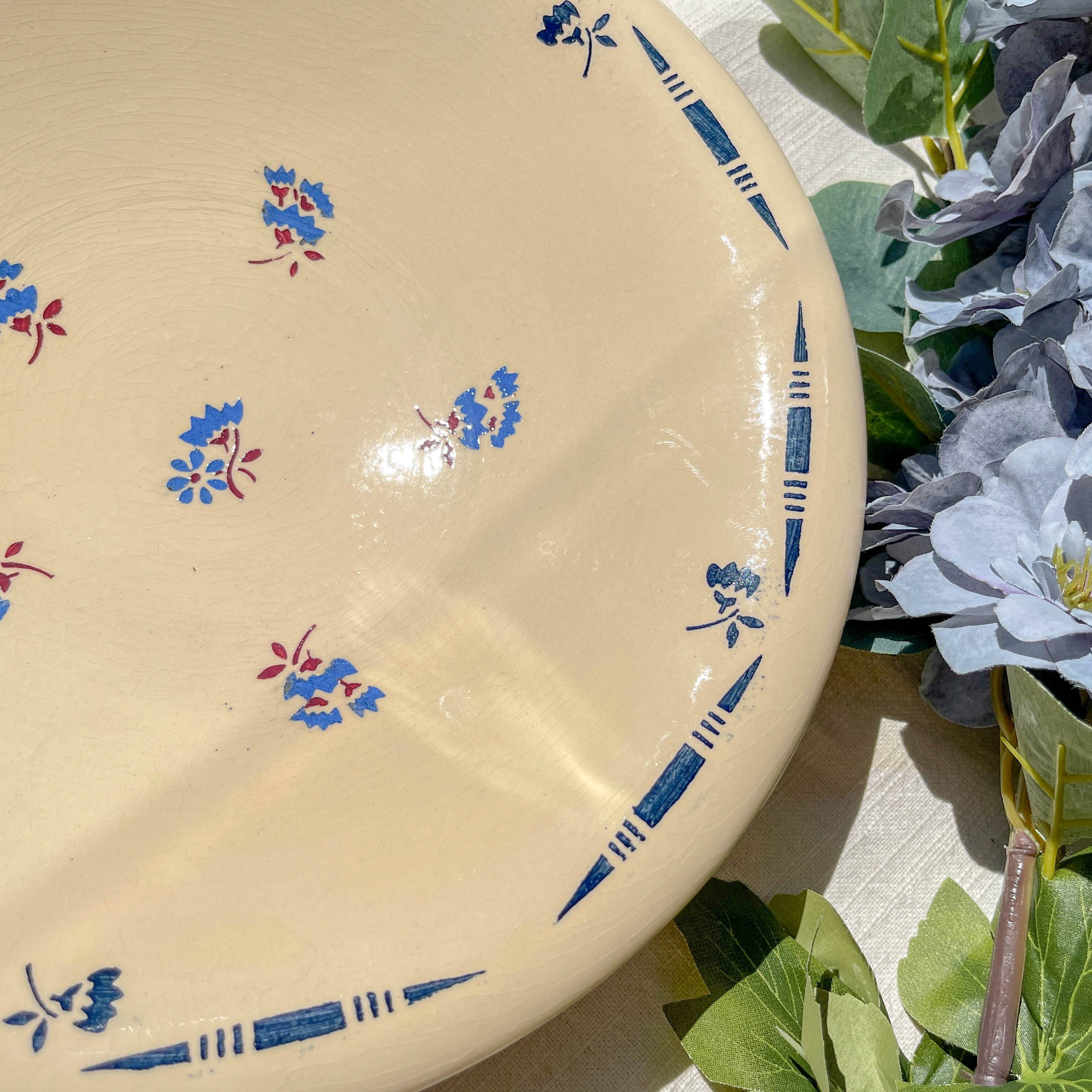 Vintage K&G Luneville "Flore" porcelain deep dish, 1950s, small blue flowers