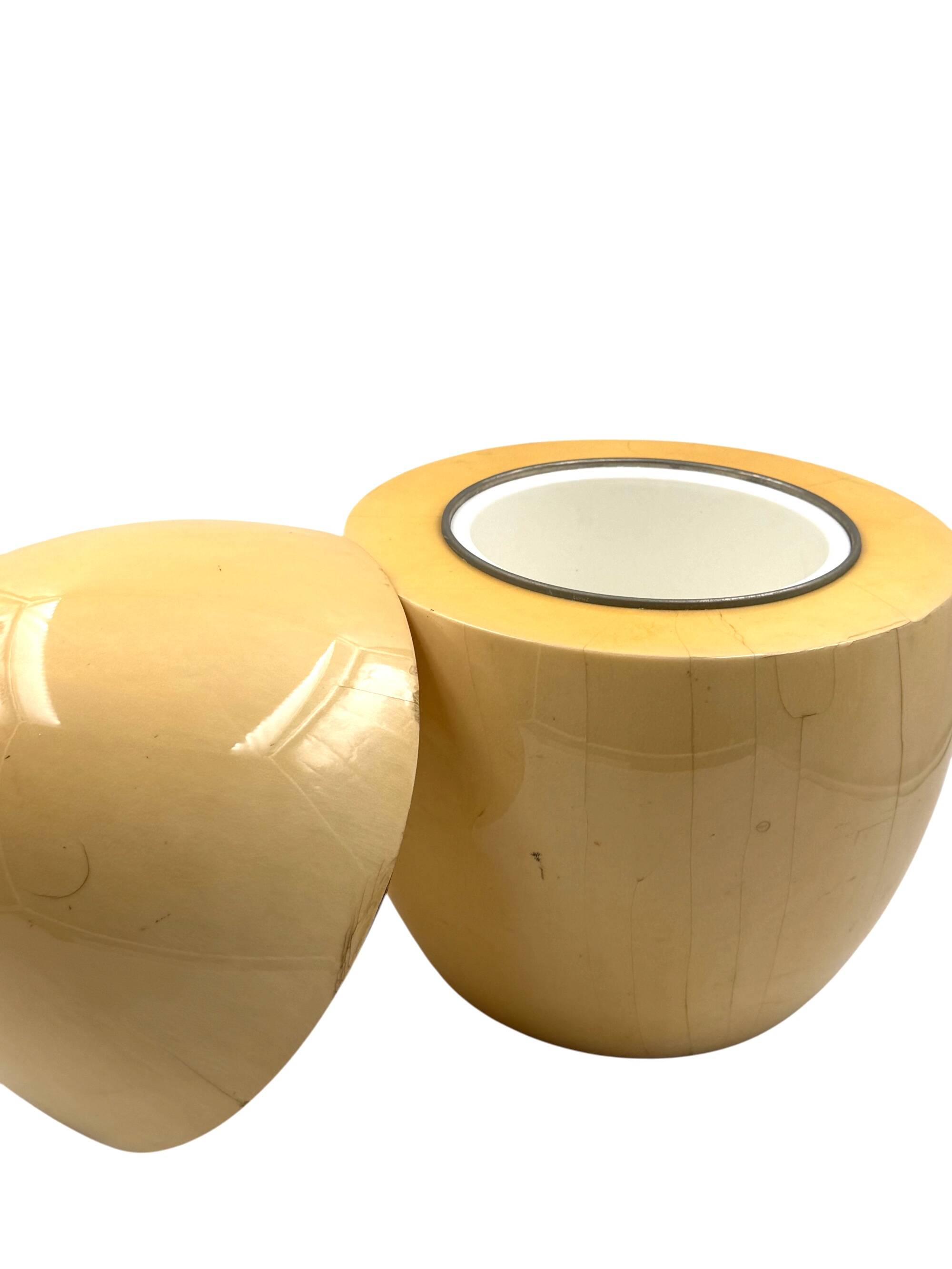 Tommaso Barbi, rare egg shaped large parchment box, TB Italy, ca. 1970