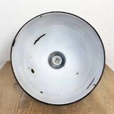 Industrial Black Enamel Factory Lamp with Cast Iron Top, 1950s
