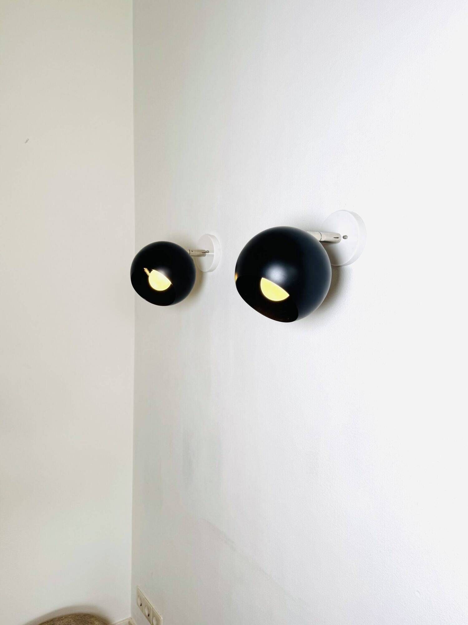 A5-1300 Globe Wall Lamps In Black By Raak Amsterdam, The Netherlands 1970S