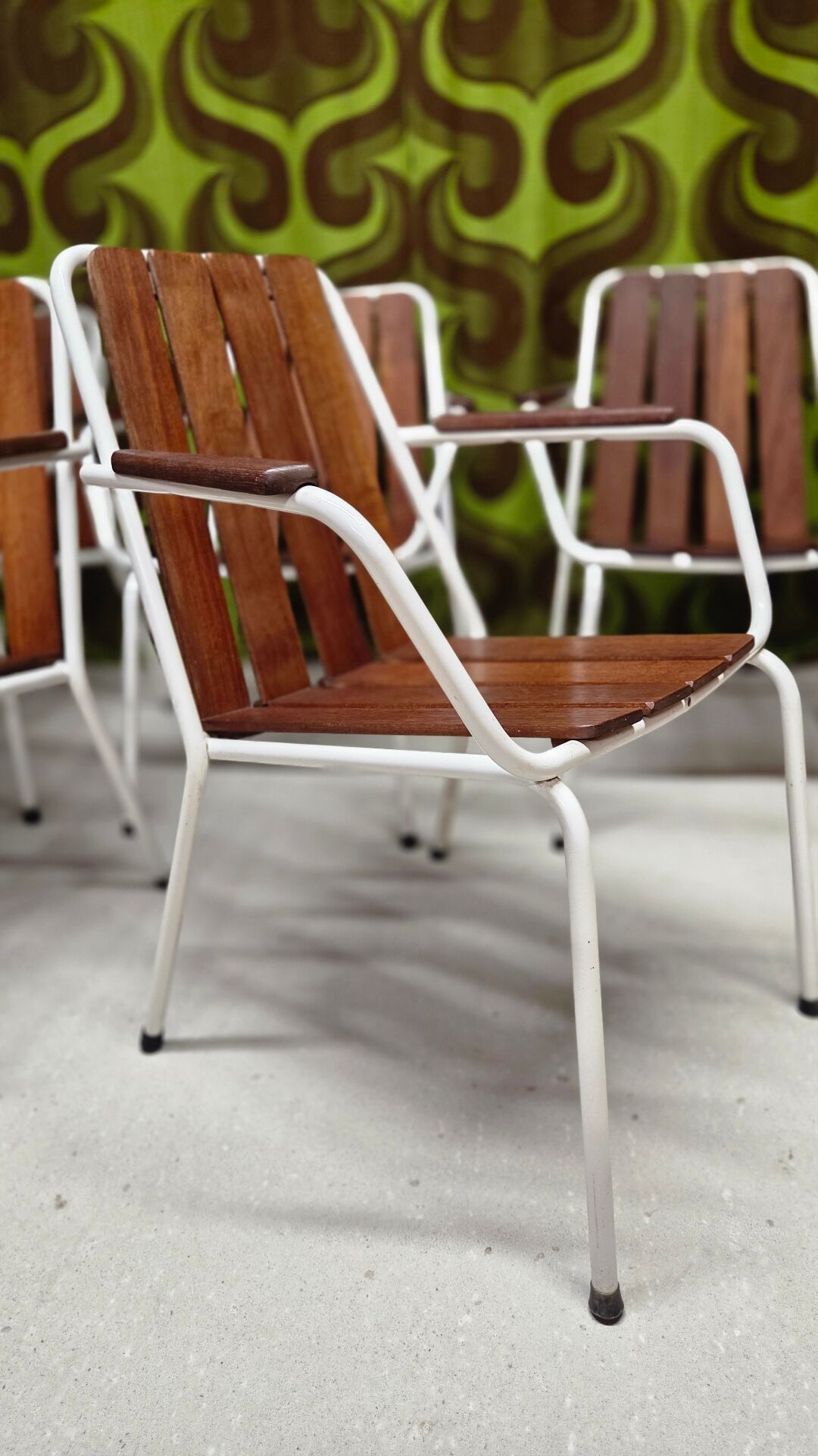 Salon de jardin vintage scandinave Daneline Teck Danemark 1960"