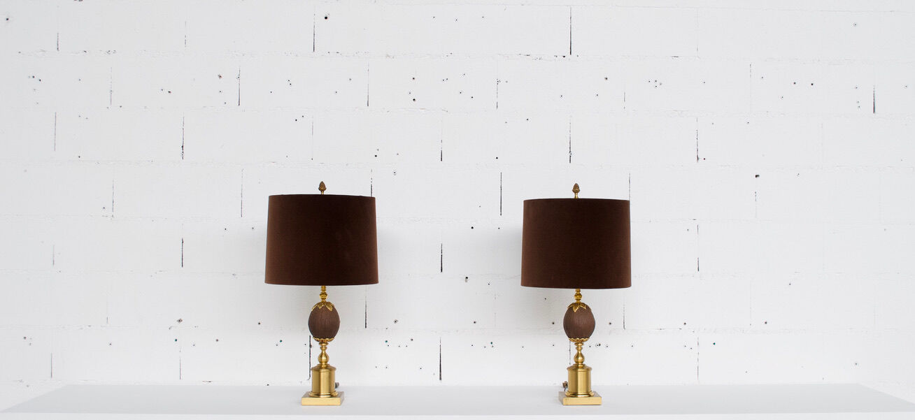 PAIR OF GILDED METAL LAMPS  70'