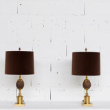 PAIR OF GILDED METAL LAMPS  70'