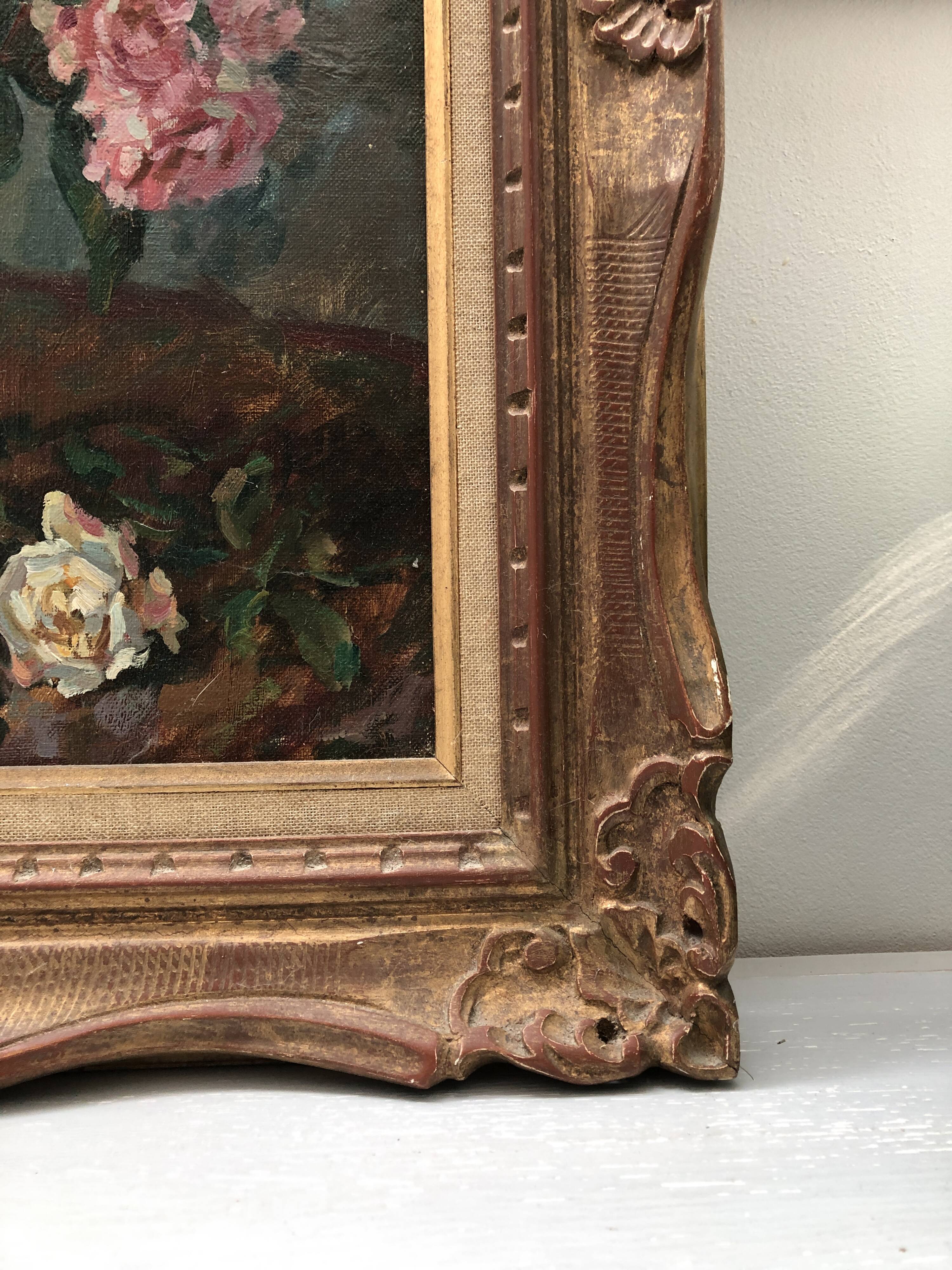 Still life bouquet of flowers oil painting