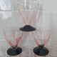 Verre Art déco gravé rose et noir