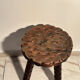 Brutalist sculpted tripod stool in solid wood — 1960s